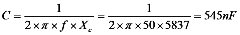 Capacitive reactance formula